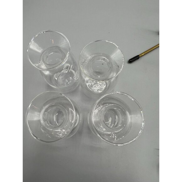 Mid-Century Modern Brass & Glass Geometric Bud Vase Set w 4 Vases - Picture 4 of 12